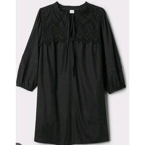 Gap Women Black‎ Eyelet Pockets Cotton Mini Dress Size L